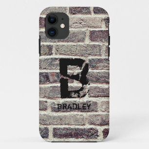 Change Initial, Add (delete) Name, Brick Wall Case-Mate iPhone Case