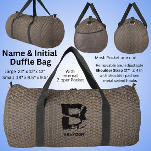 Change Initial, Add (delete) Name, Chequered Plate Duffle Bag