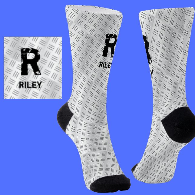 Change Initial, Add (delete) Name, Chequered plate Socks (Creator Uploaded)