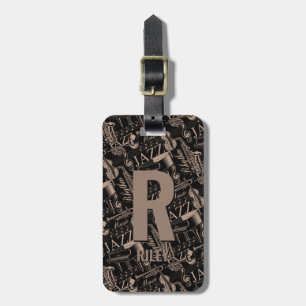 Change Initial, Add (delete) Name, Jazz Music Luggage Tag