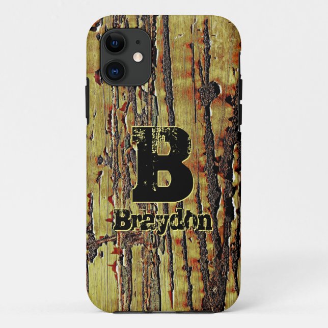 Change Initial, Add (delete) Name Rusty Metal Look Case-Mate iPhone Case (Back)
