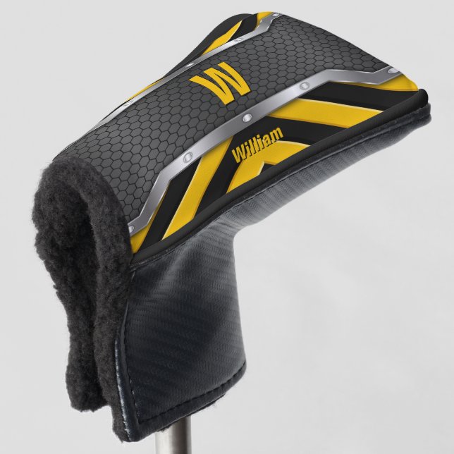 Change Initial, Add (delete) Name, Safety Yellow   Golf Head Cover (3/4 Front)