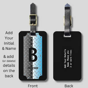 Change Initial, Add (delete) Name, Shiny Metallic Luggage Tag