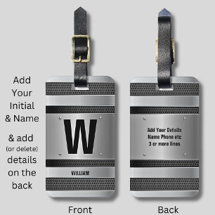 Change Initial, Add (delete) Name, Silver Metallic Luggage Tag