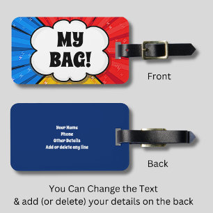 Change Initial Add Details POP ART Burst, MY BAG! Luggage Tag