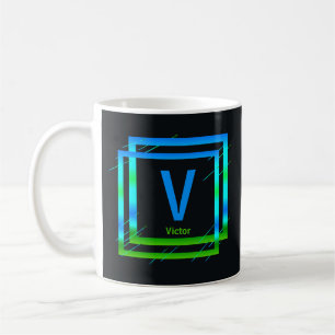 Change Initial Add Name Blue Green Squares U V W Coffee Mug