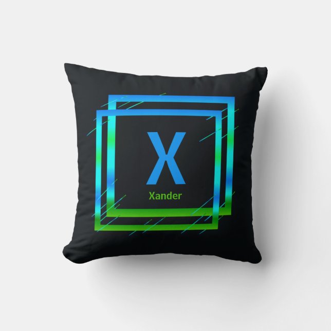 Change Initial Add Name Blue Green Squares X Y Z C Cushion (Front)