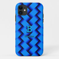 Change Initial Add Name Blue Metallic Strip Weave