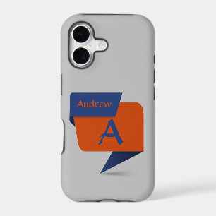 Change Initial Add Name Blue Orange Squares Banner