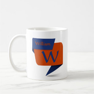 Change Initial Add Name Blue Orange - W X Y Z Coffee Mug