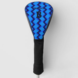 Change Initial Add Name Blue Woven Metal Texture Golf Head Cover
