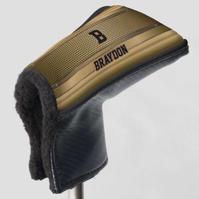 Change Initial Add Name Brown Tan Beige Texture Go Golf Head Cover (3/4 Front)