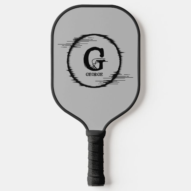 Change Initial, Add Name Distorted Circle Scribble Pickleball Paddle (Front)