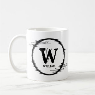 Change Initial Add Name Distorted Circle U V W Coffee Mug