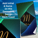 Change Initial Add Name Geometric Green Blue Swirl Beach Towel<br><div class="desc">Change it to any Initial you want,  Add (or delete) the Name on this design if you like - See my store for lots more great gift ideas.</div>