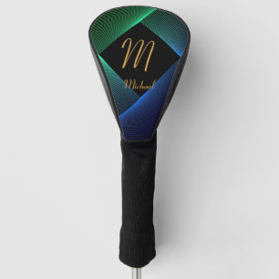 Change Initial Add Name Geometric Green Blue Swirl Golf Head Cover