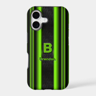 Change Initial Add Name Green & Black Stripes