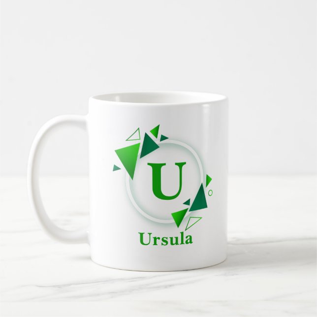 Change Initial Add Name Green White Circle U V W  Coffee Mug (Left)