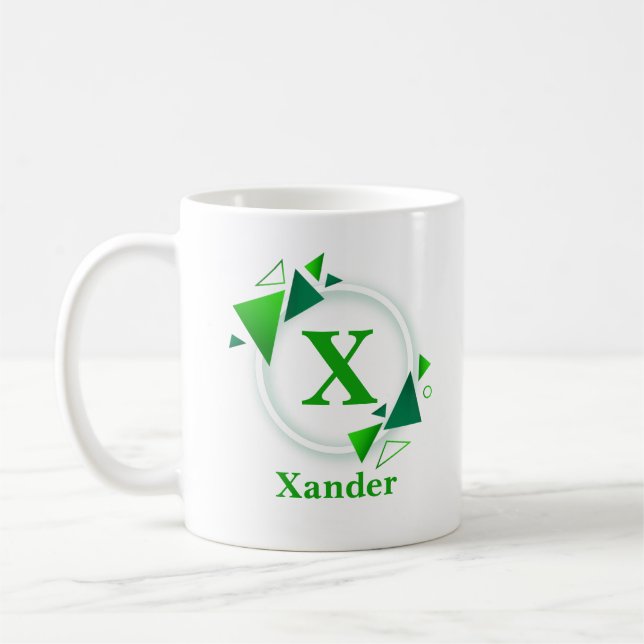 Change Initial Add Name Green White Circle X Y Z Coffee Mug (Left)