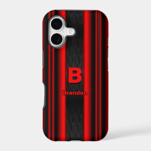 Change Initial Add Name Metallic Red Black Stripes