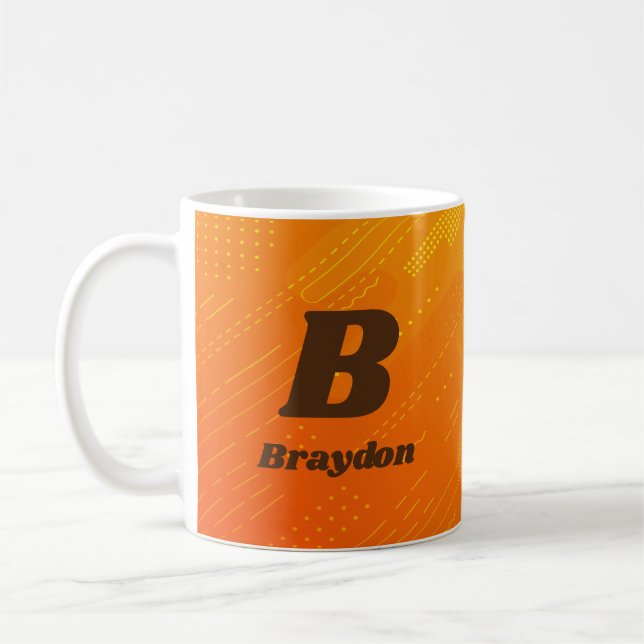 Change Initial Add Name  Orange Yellow A B C D E Coffee Mug (Left)