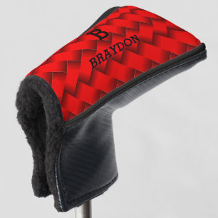 Change Initial Add Name Red Woven Metal Texture Golf Head Cover