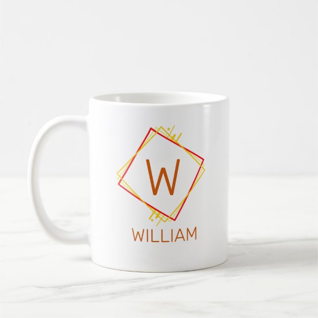 Change Initial Add Name Red Yellow Squares U V W  Coffee Mug (Left)
