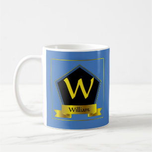 Change Initial Add Name, Shield Ribbon - W X Y Z Coffee Mug