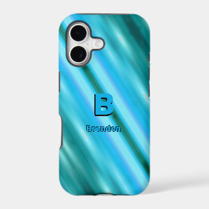 Change Initial Add Name Soft Blue Diagonal Stripes