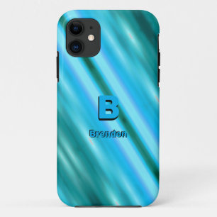 Change Initial Add Name Soft Blue Diagonal Stripes Case-Mate iPhone Case
