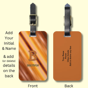 Change Initial Add Name Soft Brown Tan Beige Gold Luggage Tag