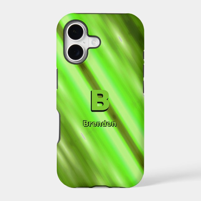 Change Initial Add Name Soft Green Diagonal Stripe (Back)