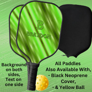 Change Initial Add Name Soft Green Olive Stripe Pickleball Paddle