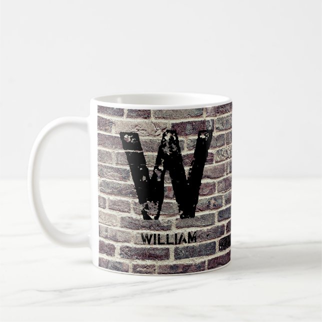 Change Initial Add Name U V W X Y Z    Brick Wall Coffee Mug (Left)