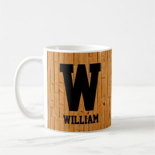 Change Initial Add Name U V W X Y Z Wood Panel Coffee Mug