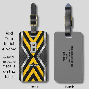 Change Initial Add Name Yellow Black Silver Arrows Luggage Tag