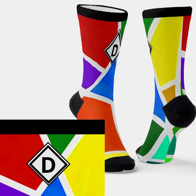 Change Initial, Geometric Art Colour Triangle Socks (Creator Uploaded)