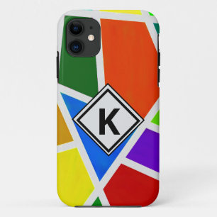 Change Initial, Geometric Art Colours Triangles Case-Mate iPhone Case