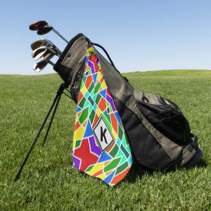 Change Initial, Geometric Art Colours Triangles    Golf Towel