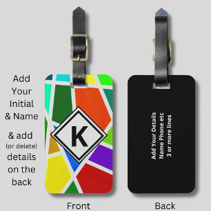 Change Initial, Geometric Art Colours Triangles    Luggage Tag