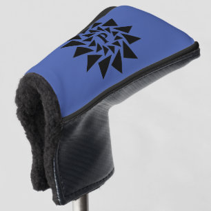 Change Initial, Geometric Triangles, Black Blue, Golf Head Cover
