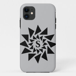 Change Initial, Geometric Triangles, Black White,  Case-Mate iPhone Case