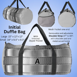 Change Initial Grey Metal Shine Look Duffle Bag