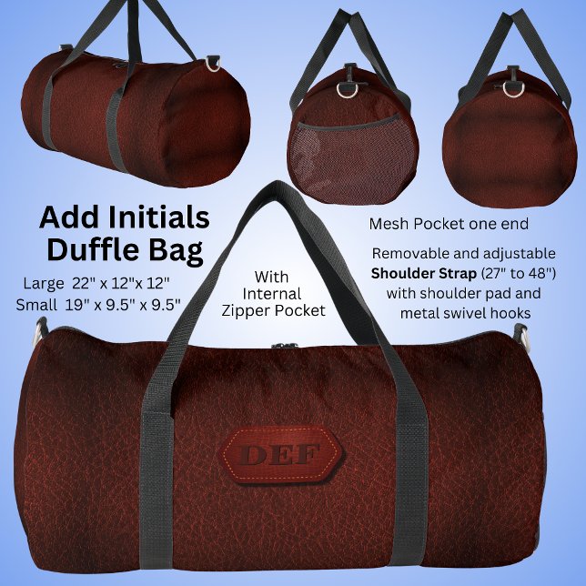 Change Initial, Leather Look Badge Dark Red  Duffle Bag (Creator Uploaded)