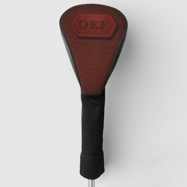 Change Initial, Leather Look Badge Dark Red        Golf Head Cover (Front)