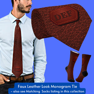 Change Initial, Leather Look Badge Dark Red  Tie