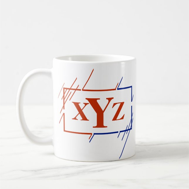 Change Initial Monogram Brown Blue Strokes X Y Z Coffee Mug (Left)