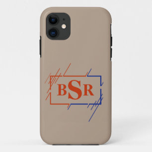 Change Initials, 3 Letter Monogram Brown Blue Case-Mate iPhone Case
