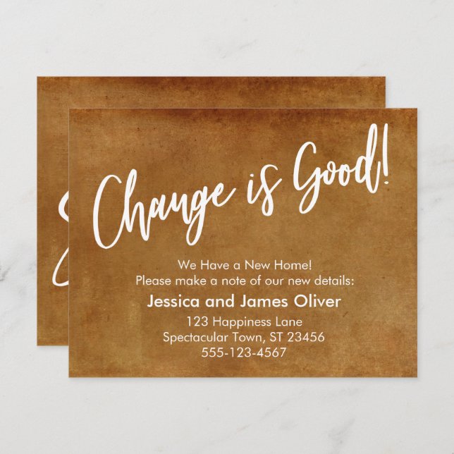 Change is Good! Grunge Orange Moving Announcement (Front/Back)