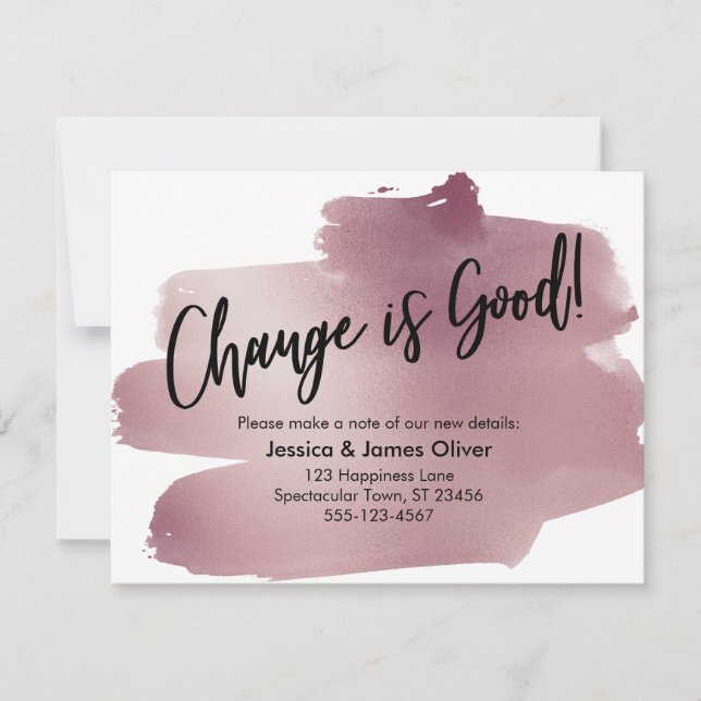 Change is Good Handwriting Rose Gold Swash Card (Front)